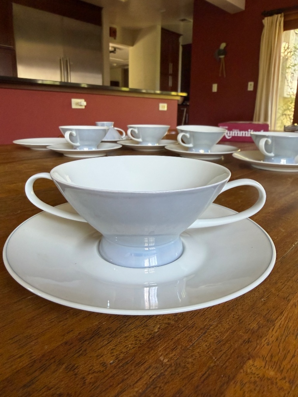 Rosenthal China Crystalline Blue Footed Cream Soup Bowl & Saucer Set